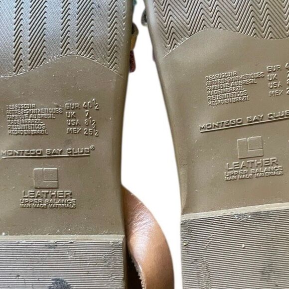 Montego Bay Club Leather Multicolor Strappy Flat Sandals Women’s Size 8.5 - Picture 2 of 2